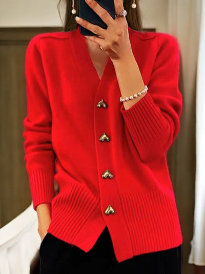 Women’s Heart Button Knit Cardigan | Regular Cut