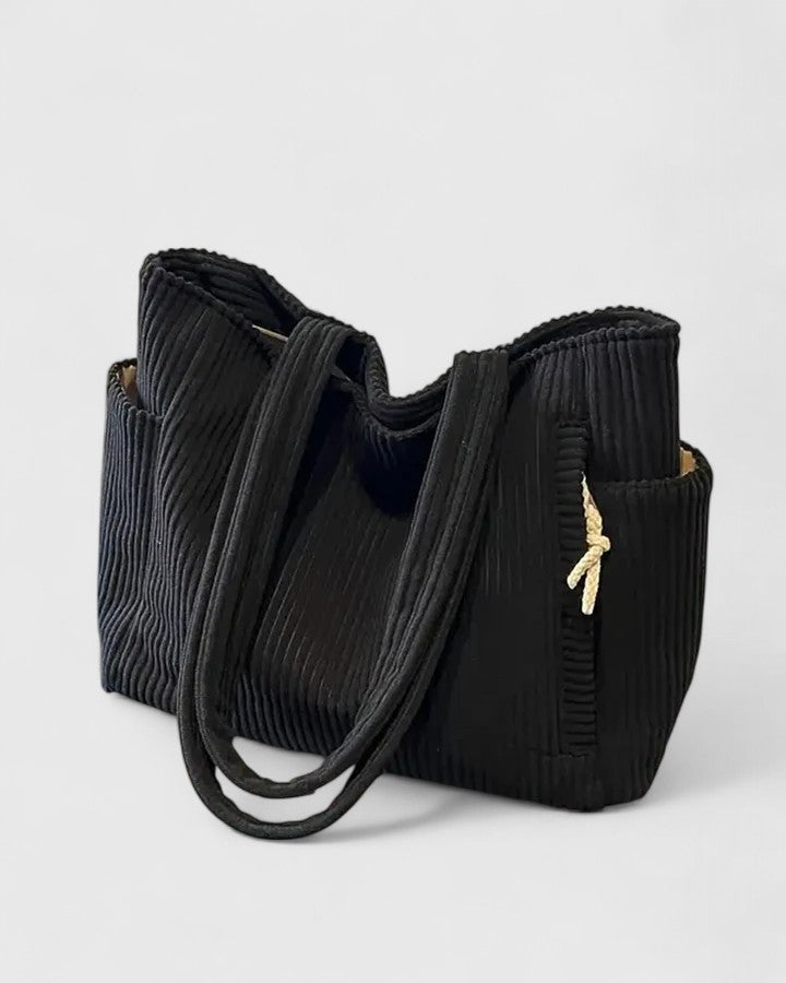 Liora™ | Luxury Ribbed Shoulder Bag with Cord Detailing