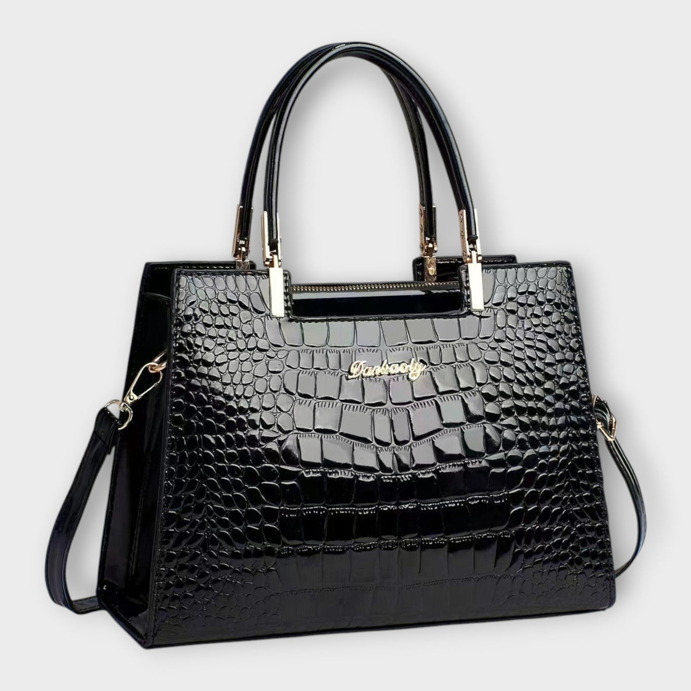 Claire™ | Glossy Crocodile Leather Handbag
