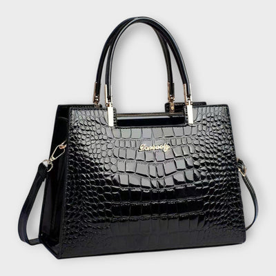 Claire™ | Glossy Crocodile Leather Handbag