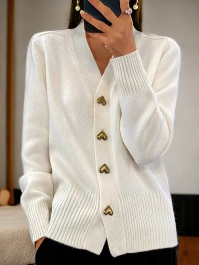 Women’s Heart Button Knit Cardigan | Regular Cut