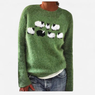 Lena - Retro Autumn Sweater with Boat Neck and Nordic Pattern