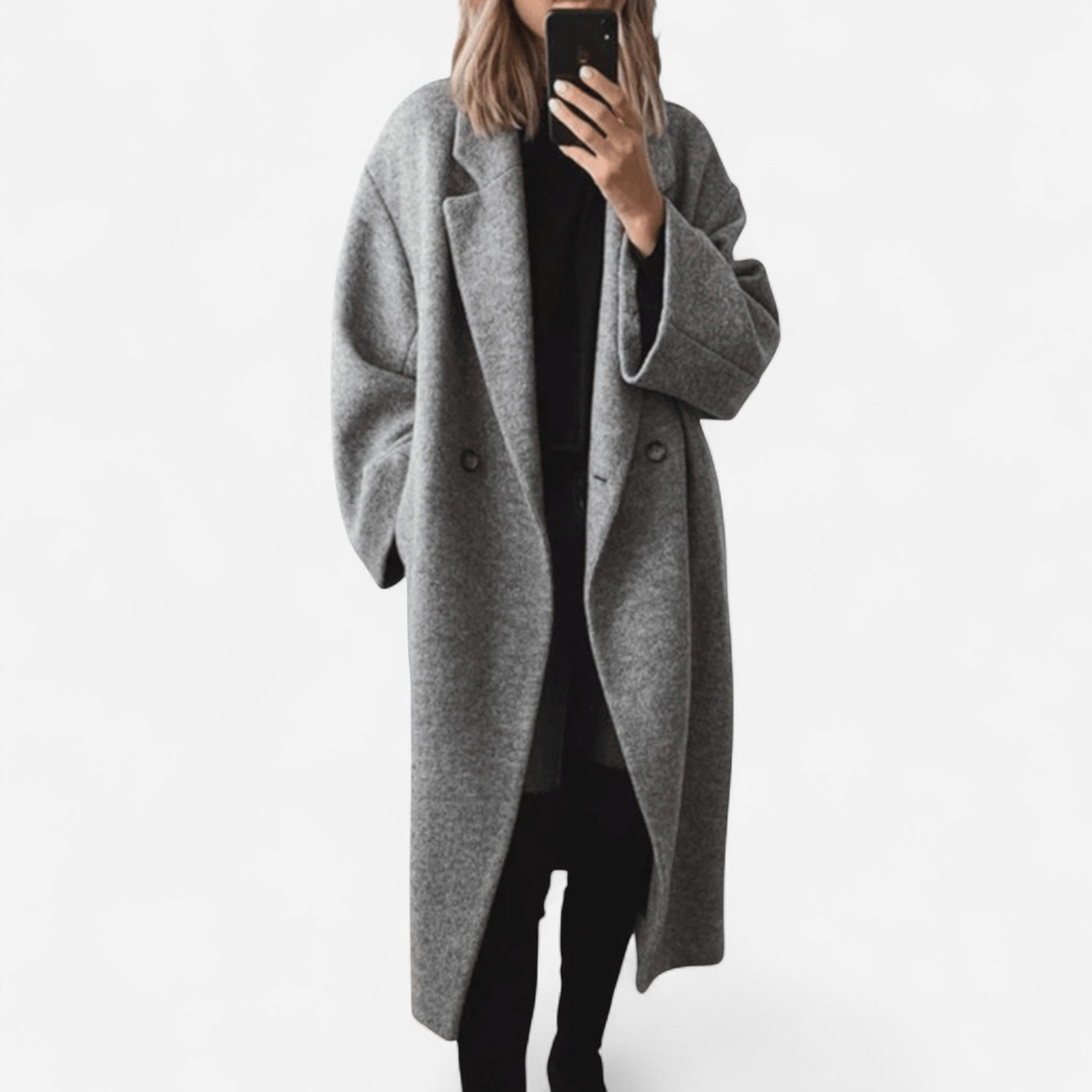 Patricia - Elegant Oversized Grey Affirmation Coat