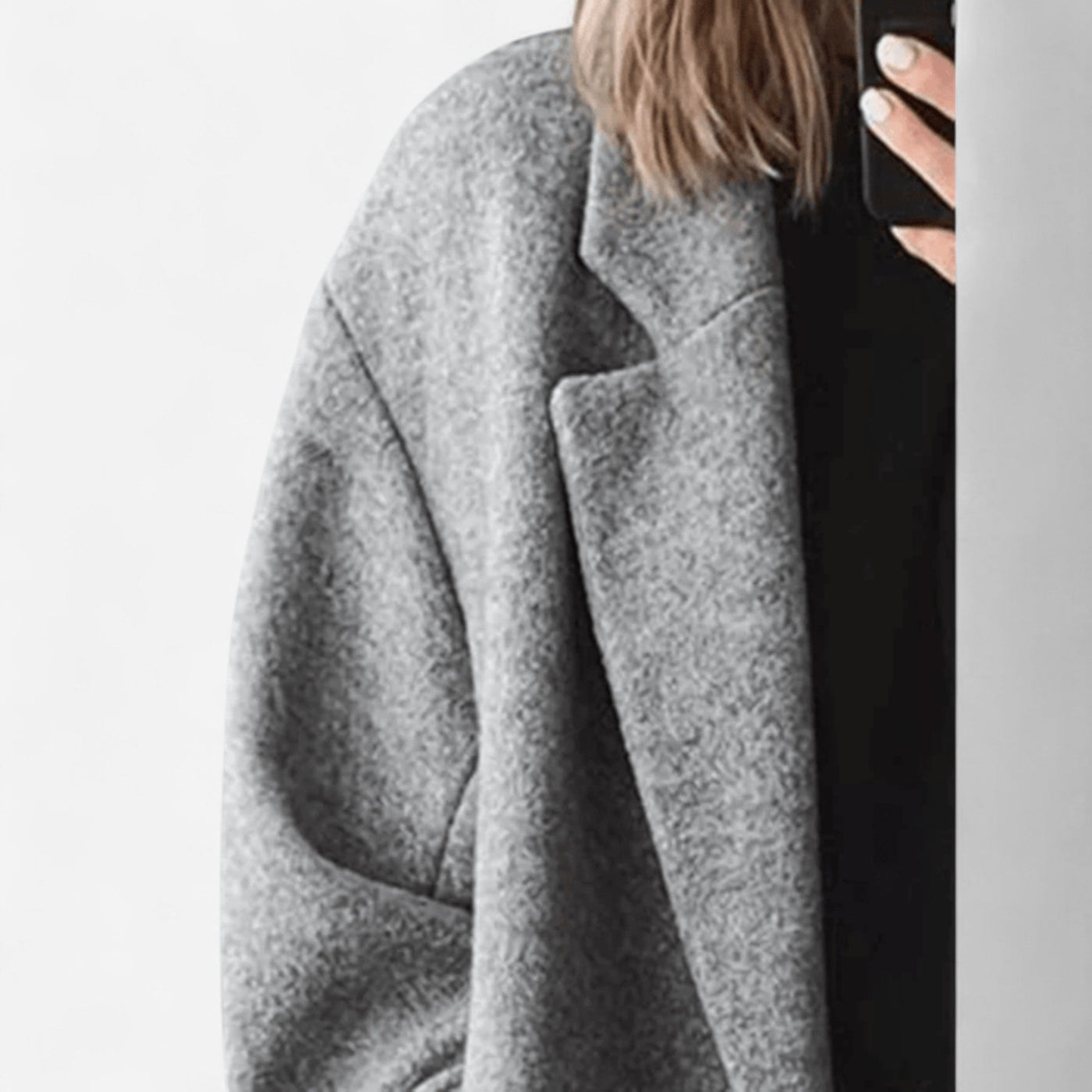 Patricia - Elegant Oversized Grey Affirmation Coat