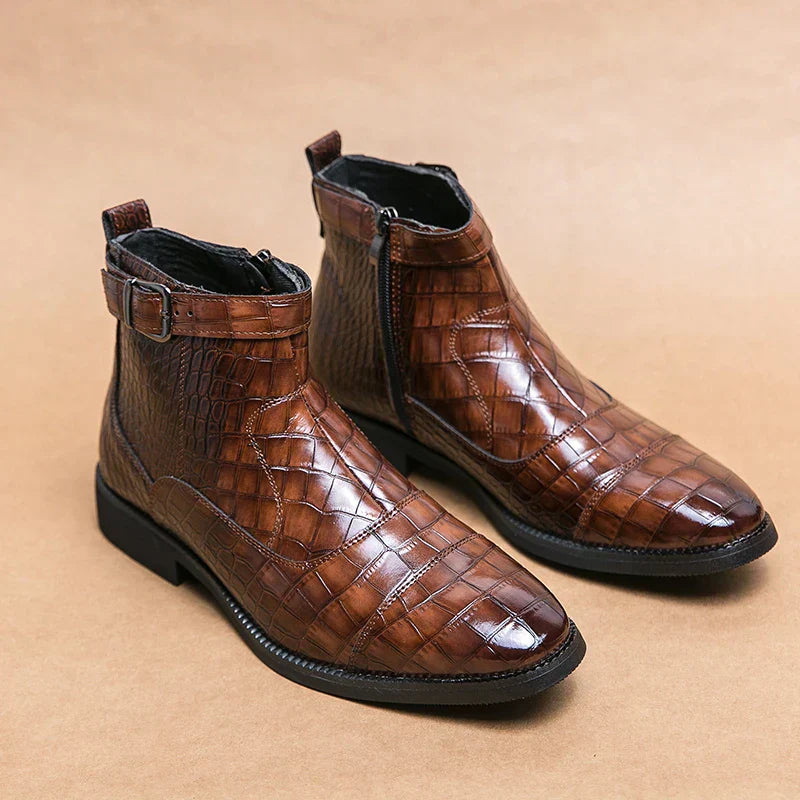 Dylan | Synthetic Leather Booties with Buckle