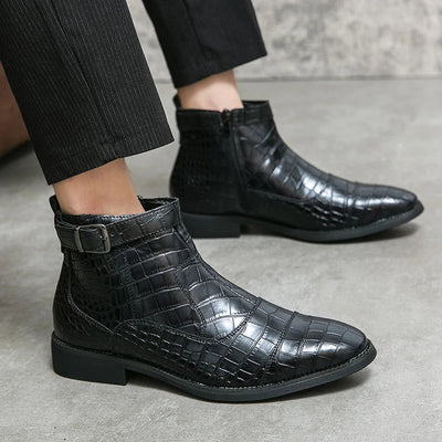 Dylan | Synthetic Leather Booties with Buckle