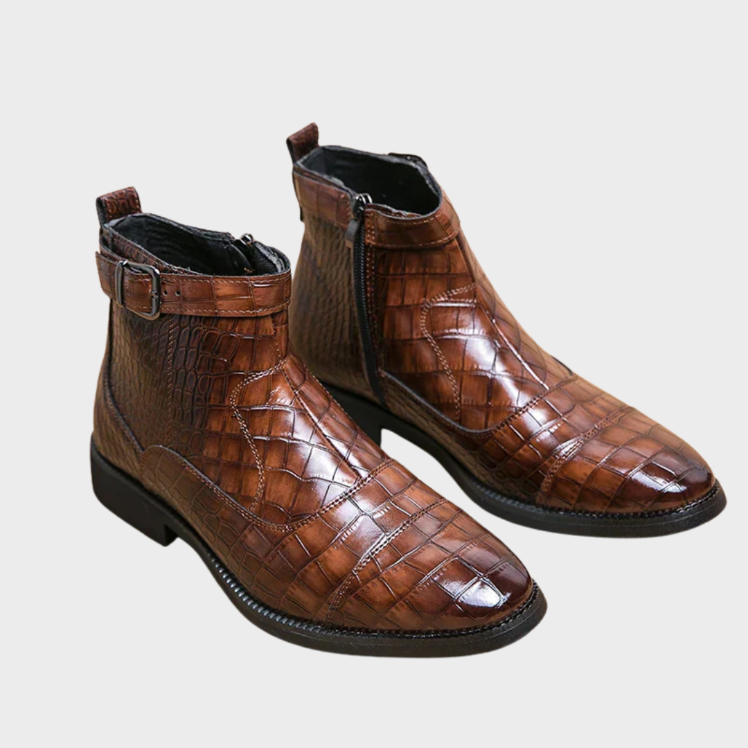 Dylan | Synthetic Leather Booties with Buckle