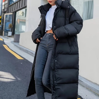 Simone Black Long Quilted Puffer Jacket