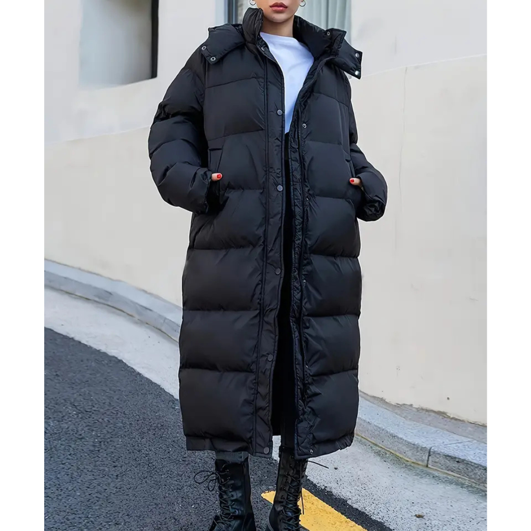 Simone Black Long Quilted Puffer Jacket
