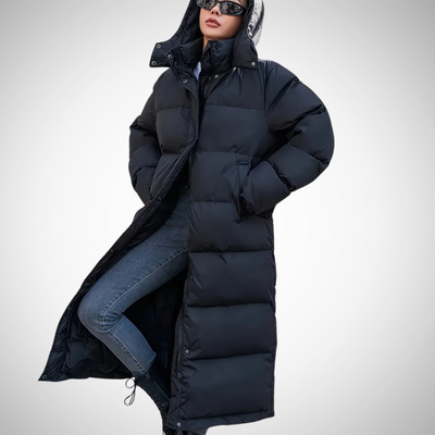 Simone Black Long Quilted Puffer Jacket