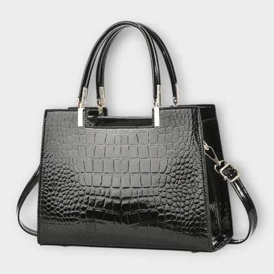 Claire™ | Glossy Crocodile Leather Handbag