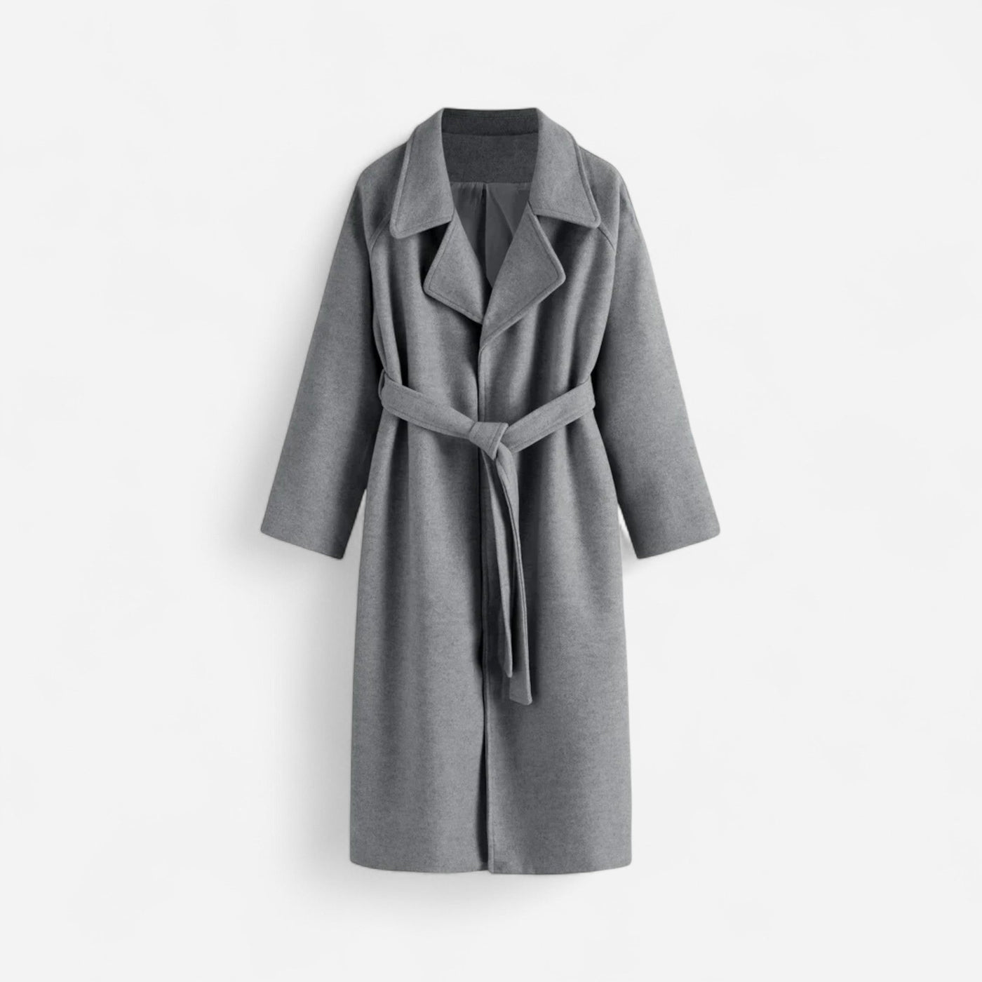 Women's Longline Wool Coat – Minimalist Belted Design