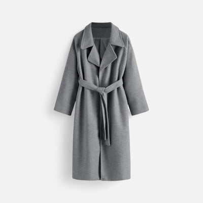 Women's Longline Wool Coat – Minimalist Belted Design