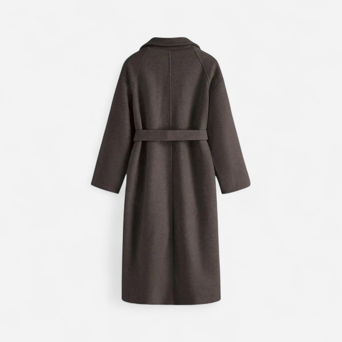 Women's Longline Wool Coat – Minimalist Belted Design