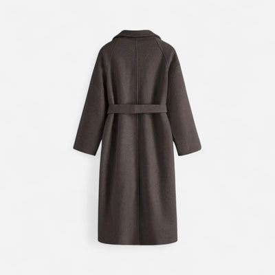 Women's Longline Wool Coat – Minimalist Belted Design