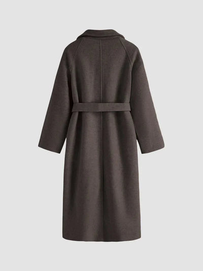Longline Wool Blend Coat | Belted Wrap Design