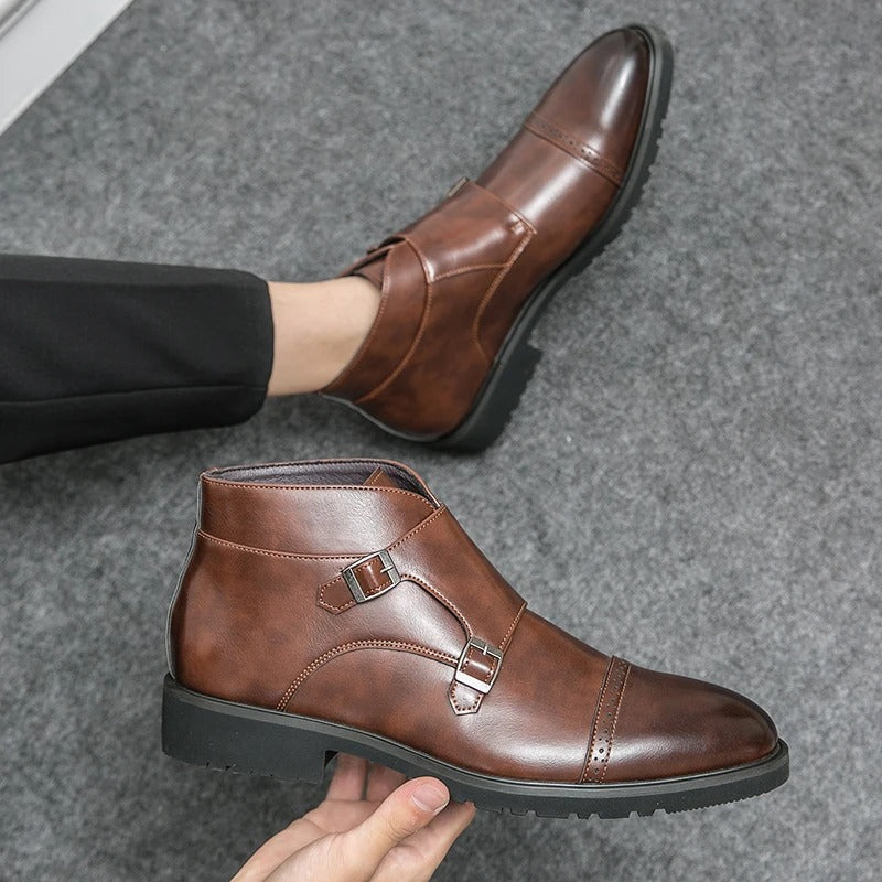 Parker | Double Buckle Boots in Synthetic Leather