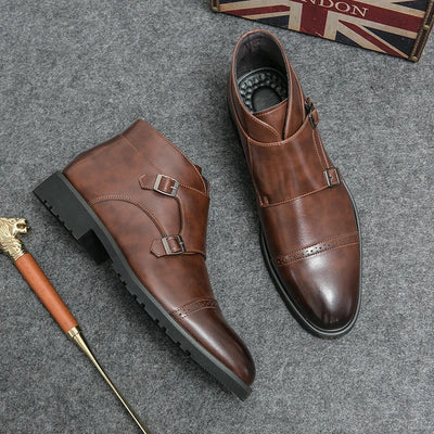 Parker | Double Buckle Boots in Synthetic Leather