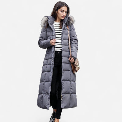 Long Puffer Coat – Faux Fur Hood, Ultra-Warm and Chic for Winter