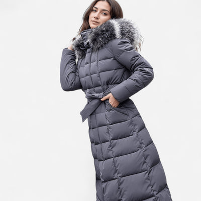 Long Puffer Coat – Faux Fur Hood, Ultra-Warm and Chic for Winter