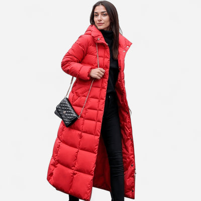 Long Puffer Coat – Faux Fur Hood, Ultra-Warm and Chic for Winter