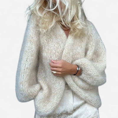 Luxury Mohair Cardigan – Puff Sleeves, Soft and Elegant